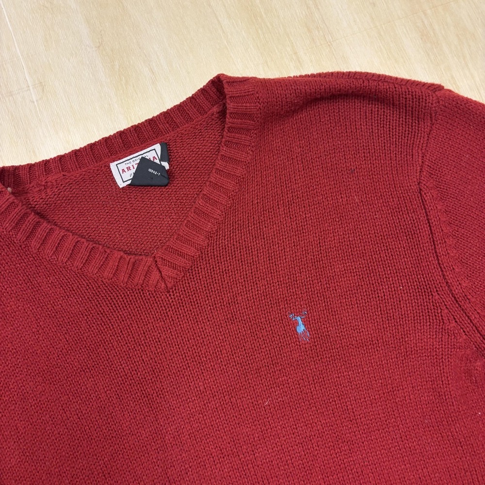 Y2K Arizona Jean‎ Company Sweater Mens Medium Red V Neck Acrylic Knit Pullover